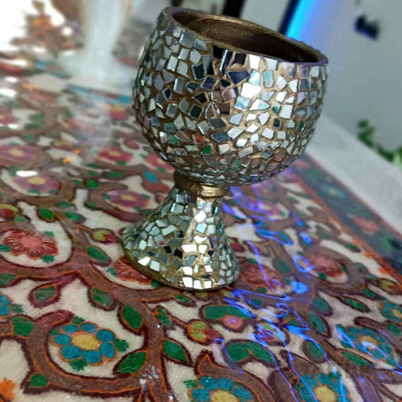 جام سفالی آینه کاری